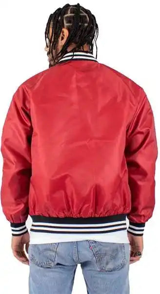 Shaka Wear Shvbj Men’s Varsity Bomber Jacket - Red