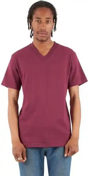 Shaka Wear Shvee Unisex v Neck t Shirt Burgundy