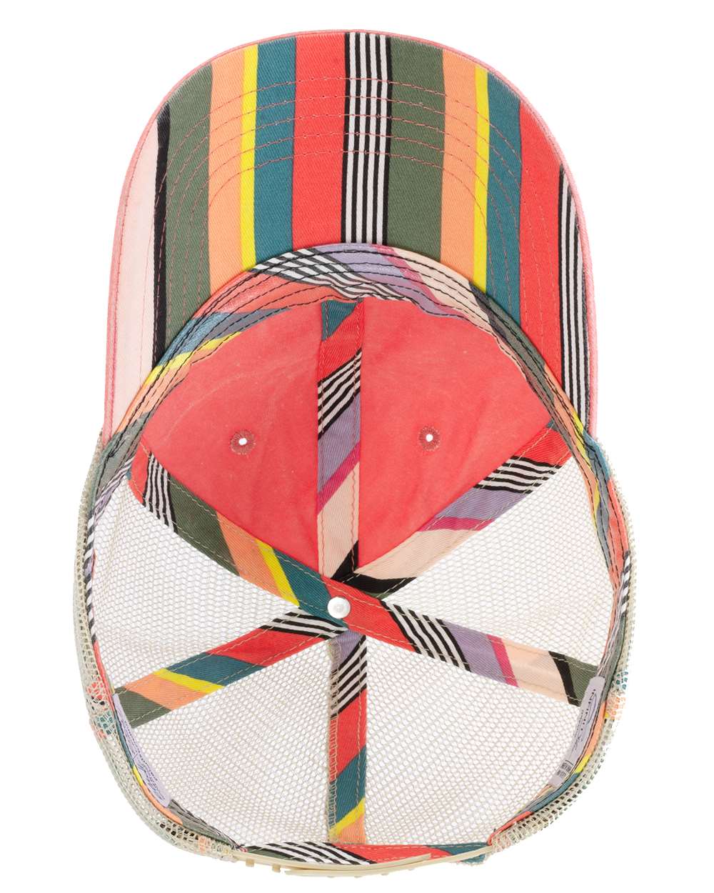 Sherbet/ Stripes Women's Washed Mesh-Back Cap - TESS