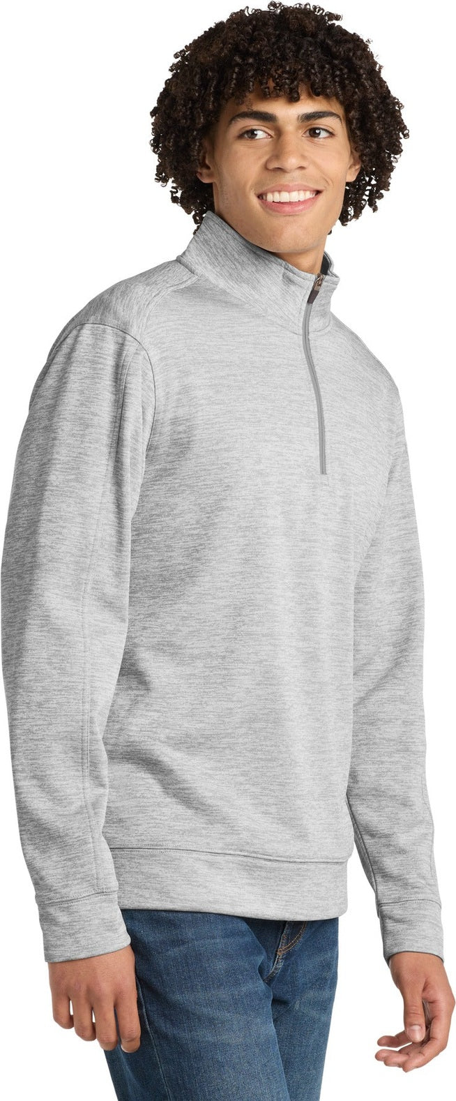 Silver Electrc Sport-Tek PosiCharge Electric Heather Fleece 1/4-Zip Pullover. ST226