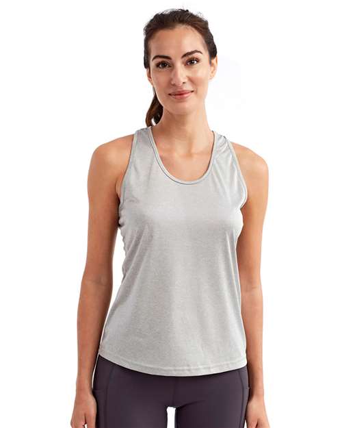 Front View of Silver Melange Women's Knot Back Venus Tank - TD042