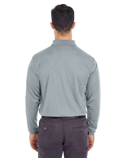 Silver Men's Cool & Dry Long Sleeve Mesh Piqué Polo - 8210LS