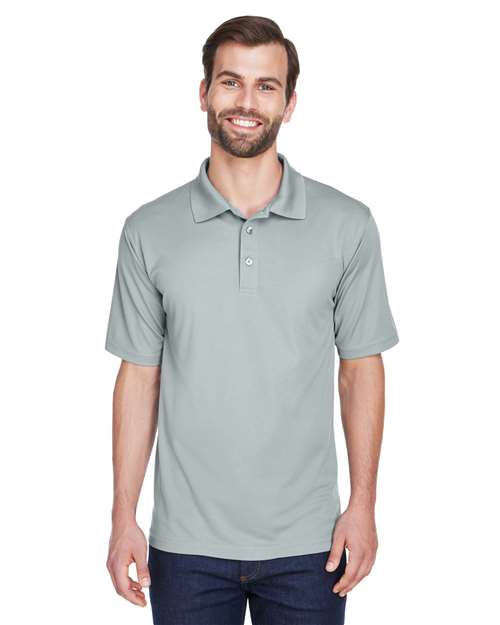 Front View of Silver Men's Cool & Dry Mesh Piqué Polo - 8210