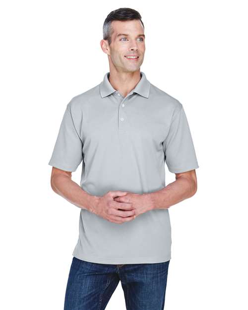 Front View of Silver Men's Cool & Dry Stain-Release Performance Polo - 8445