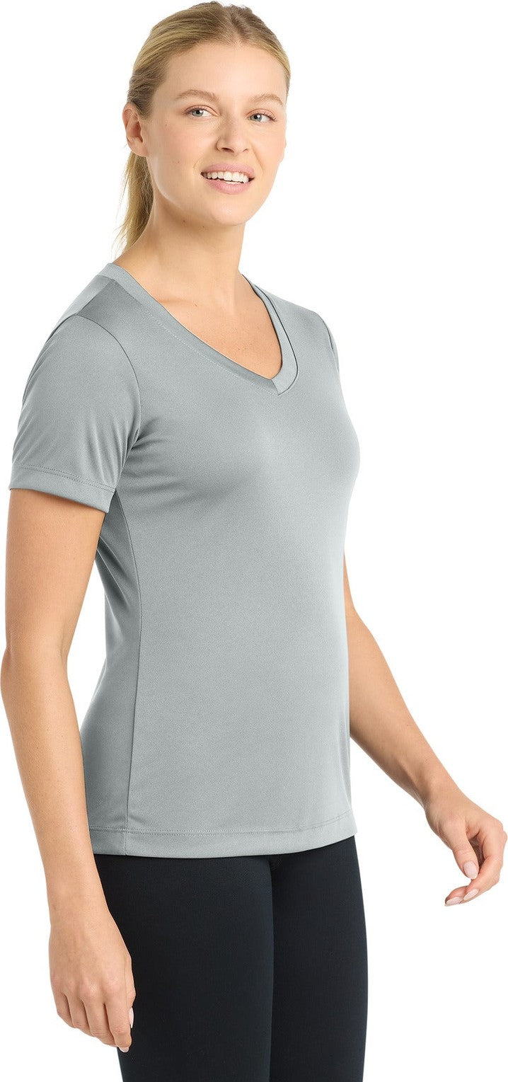 Silver Sport-Tek Women's PosiCharge Competitor V-Neck Tee. LST353