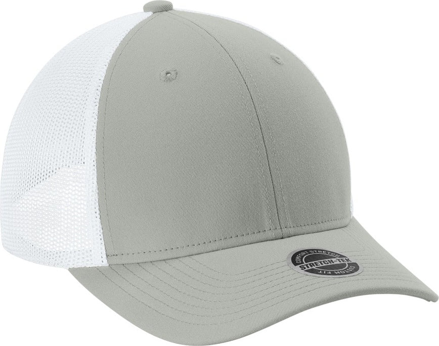 Silver/Wht Sport-Tek Stretch-Tek Mesh Back Cap STC60