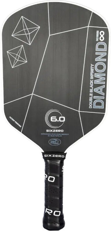 Six Zero Infinity Edgeless Double Black Diamond Control Pickleball Paddle - White