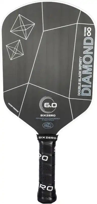 Six Zero Infinity Edgeless Double Black Diamond Control Pickleball Paddle - White