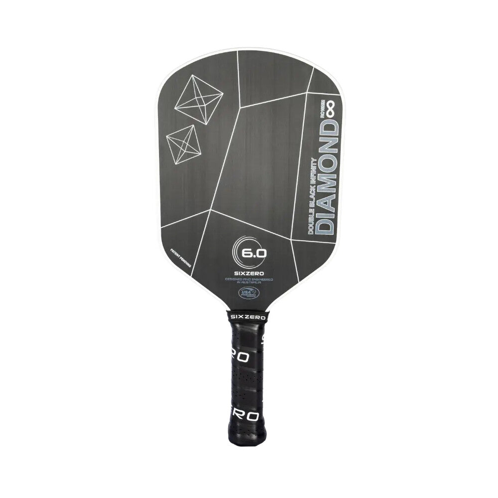 Six Zero Infinity Edgeless Double Black Diamond Control Pickleball Paddle - White - HIT a Double