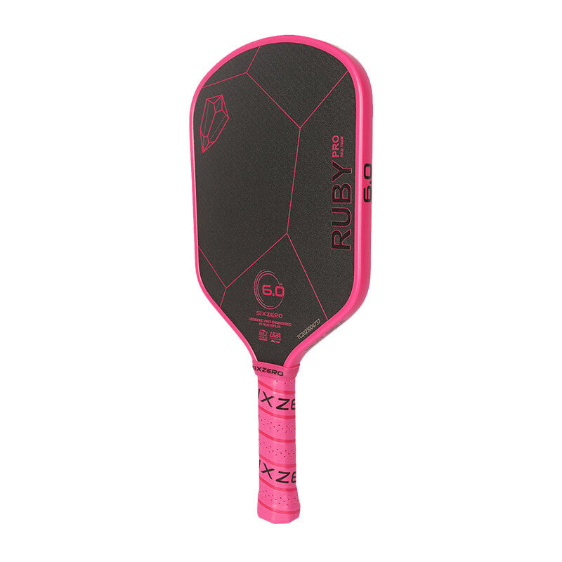 Six Zero Ruby Pro 14mm Pickleball Paddle (black/pink)