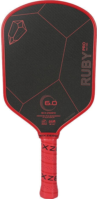 Six Zero Ruby Pro 14mm Pickleball Paddle - Black Red