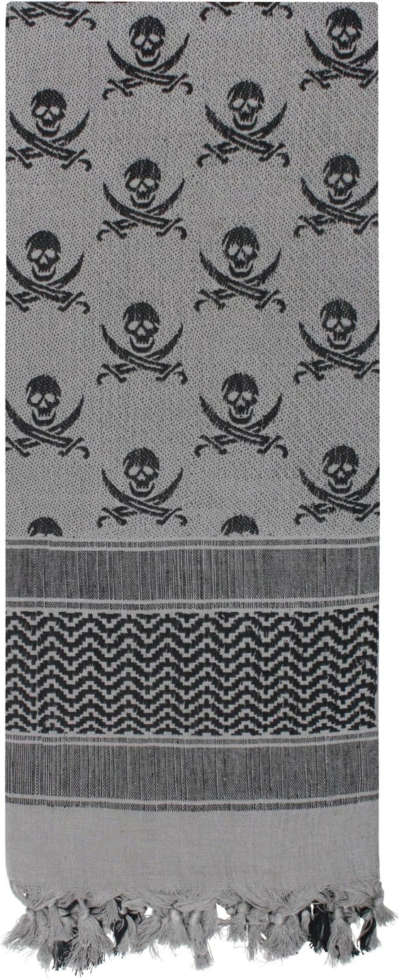 Skulls Shemagh Tactical Desert Keffiyeh Scarf - Grey