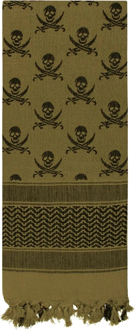 Skulls Shemagh Tactical Desert Keffiyeh Scarf - Olive Drab