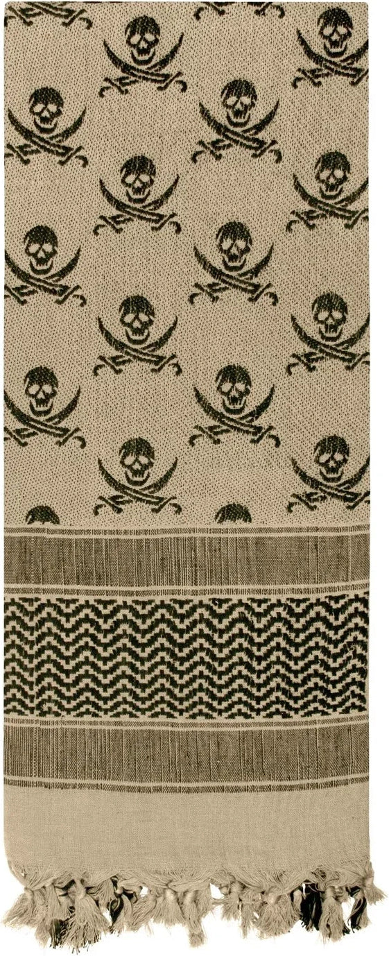 Skulls Shemagh Tactical Desert Keffiyeh Scarf - Tan