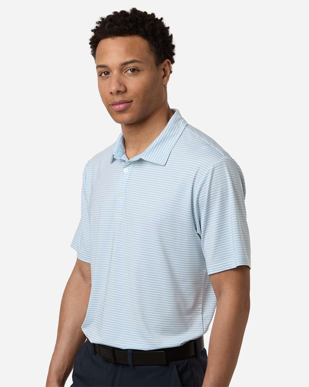 Sky White Men's Smith Striped Polo - SW1110
