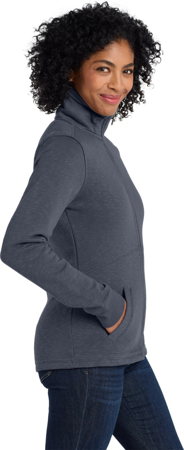 Slate Grey Port Authority Women's Slub Fleece Full-Zip Jacket. L293