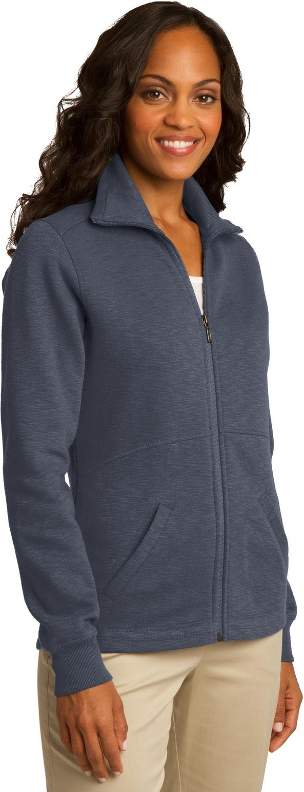 Slate Grey Port Authority Women's Slub Fleece Full-Zip Jacket. L293