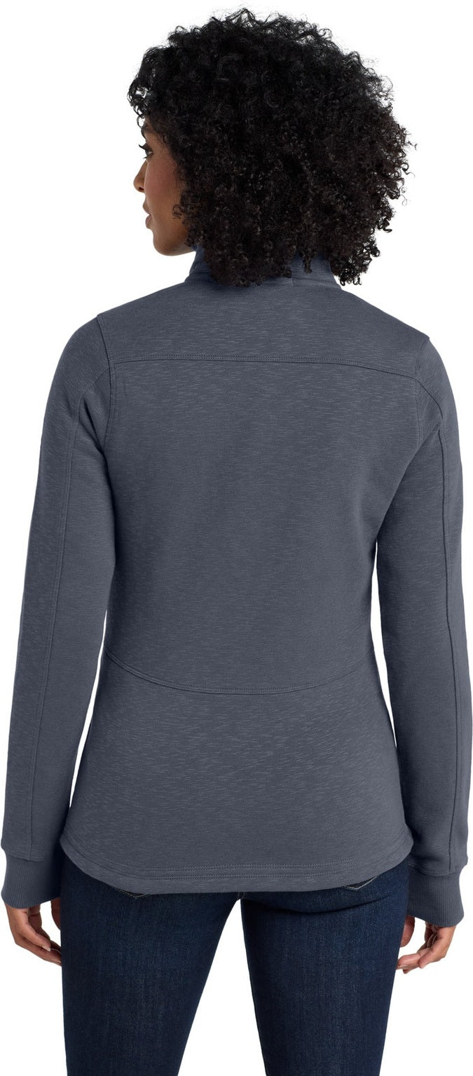 Slate Grey Port Authority Women's Slub Fleece Full-Zip Jacket. L293