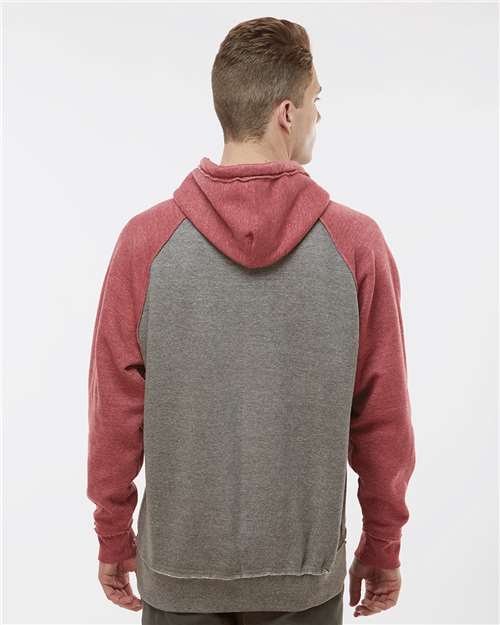 Smoke Heather/ Simply Red Heather Vintage Heather Hooded Sweatshirt - 8885
