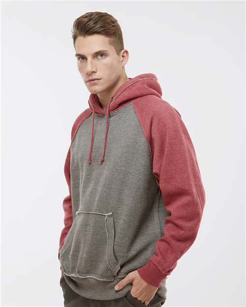 Smoke Heather/ Simply Red Heather Vintage Heather Hooded Sweatshirt - 8885
