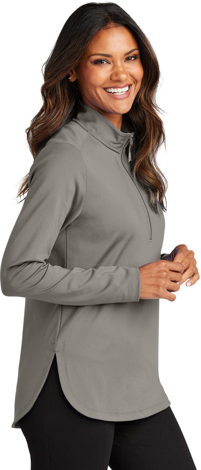 SmokeGrey Port Authority Women's C-FREE Double Knit 1/4-Zip LK880