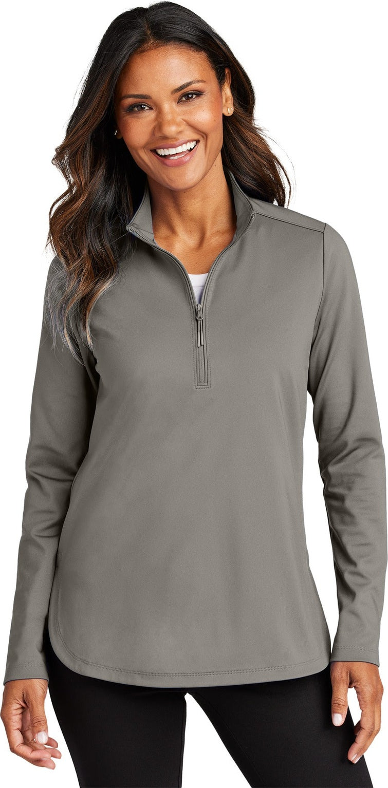 SmokeGrey Port Authority Women's C-FREE Double Knit 1/4-Zip LK880