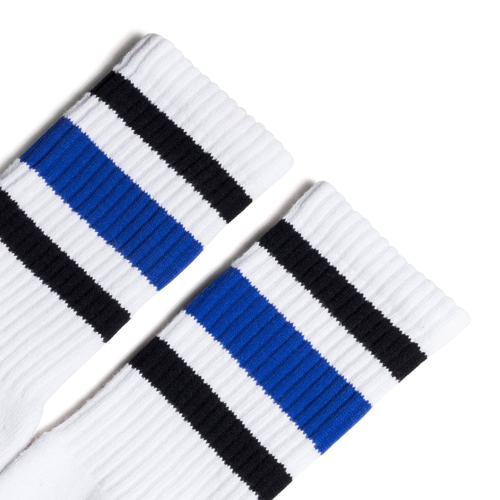 Socco Black and Blue Striped Socks - White - Crew / S/m