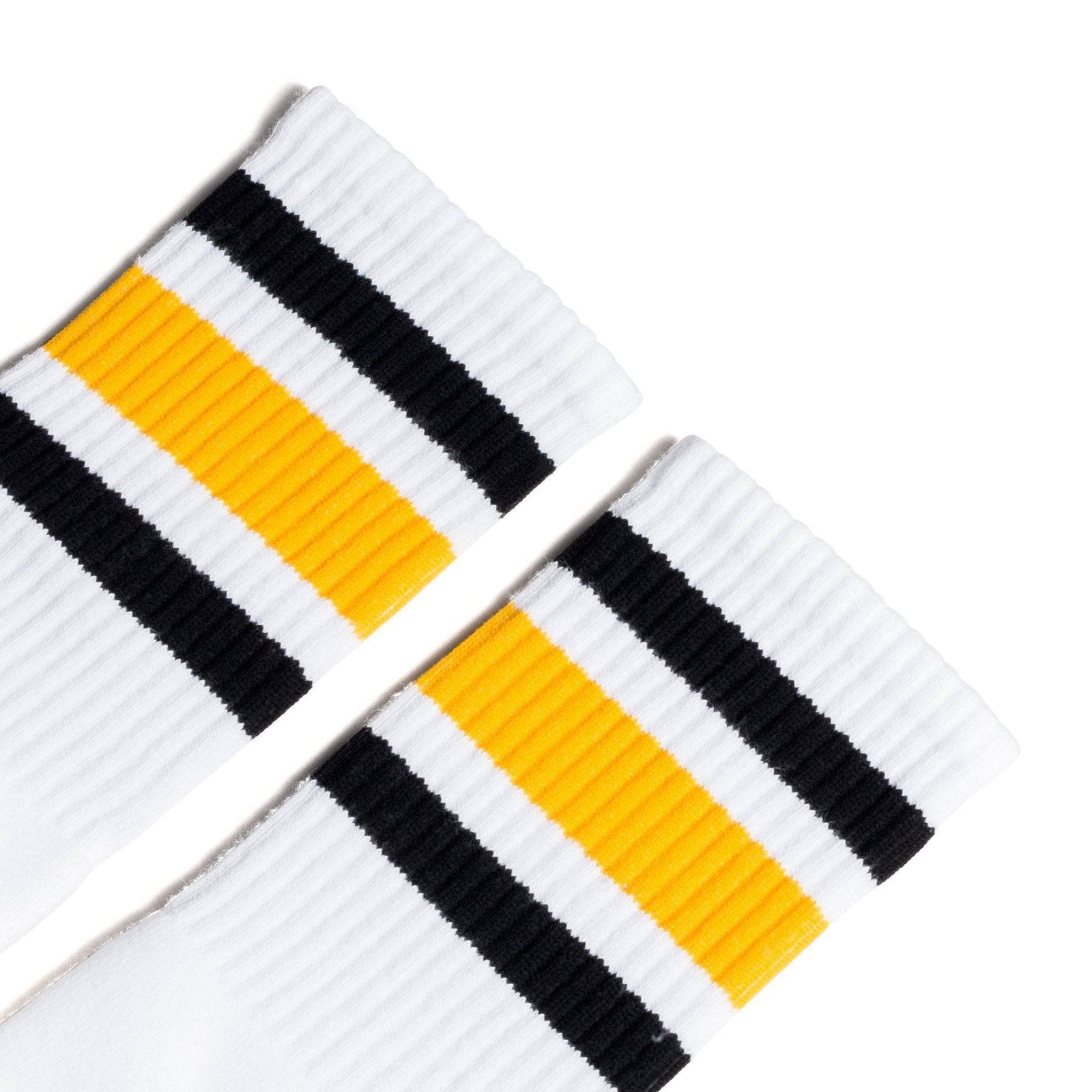 Socco Black and Gold Striped Socks - White - Crew / S/m