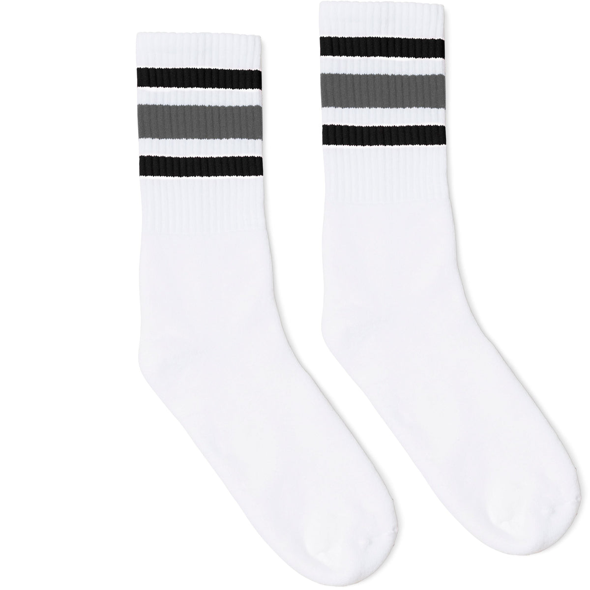 Socco Black and Gray Striped Socks - White - Crew / S/m