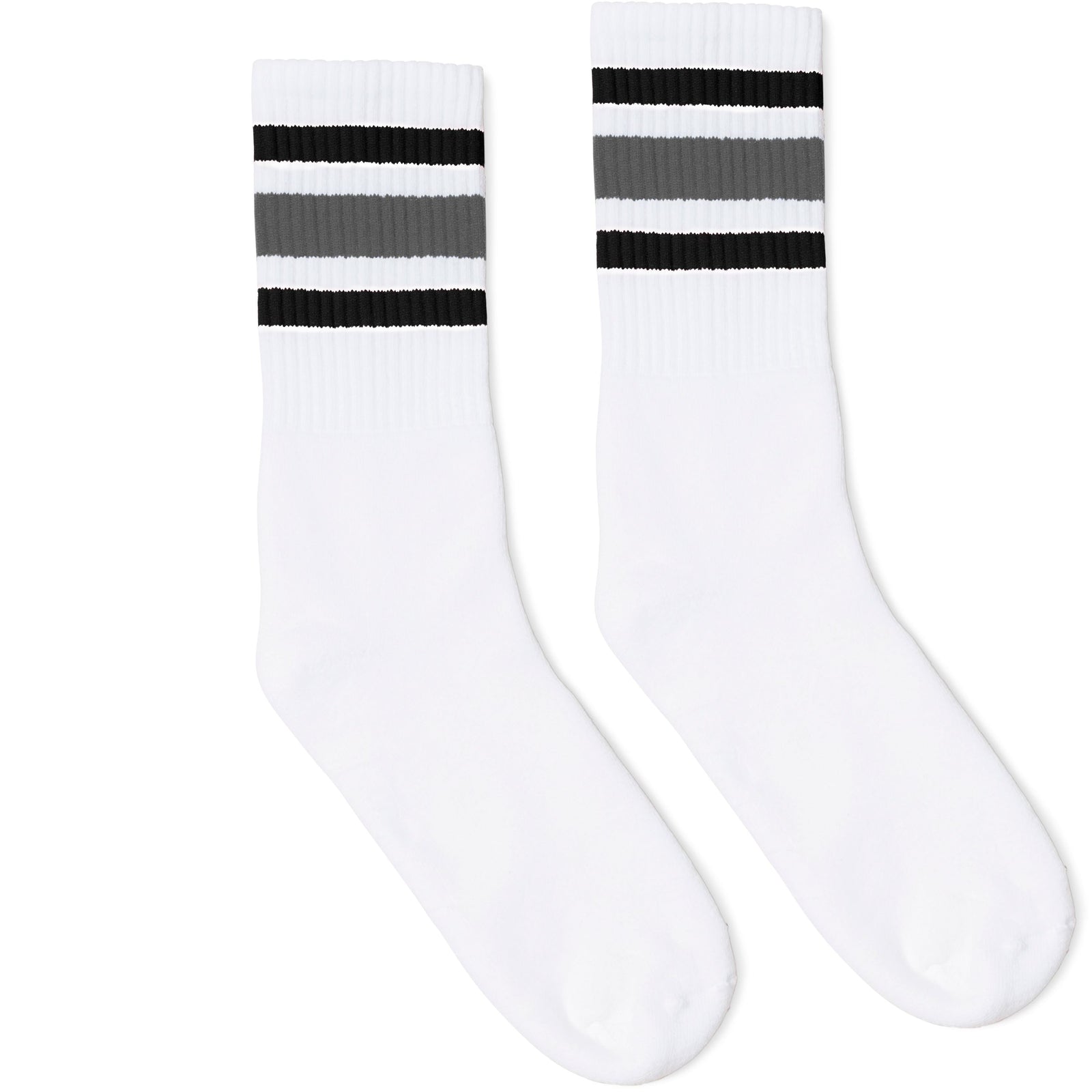 Socco Black and Gray Striped Socks - White - Crew / S/m