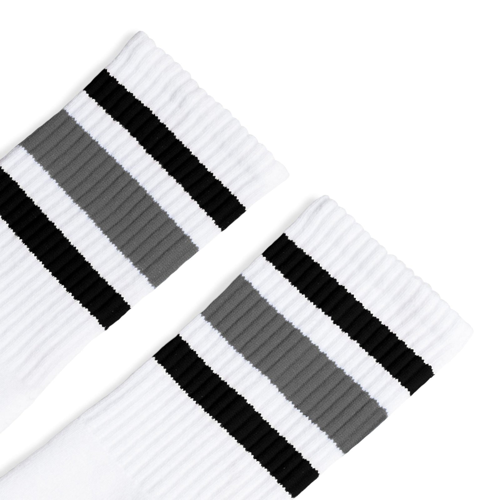 Socco Black and Gray Striped Socks - White - Crew / S/m