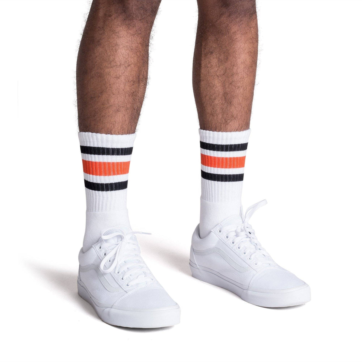 Socco Black and Orange Striped Socks - White