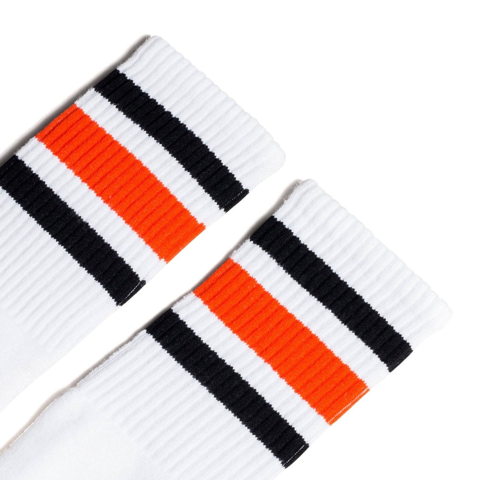 Socco Black and Orange Striped Socks - White - Crew / S/m