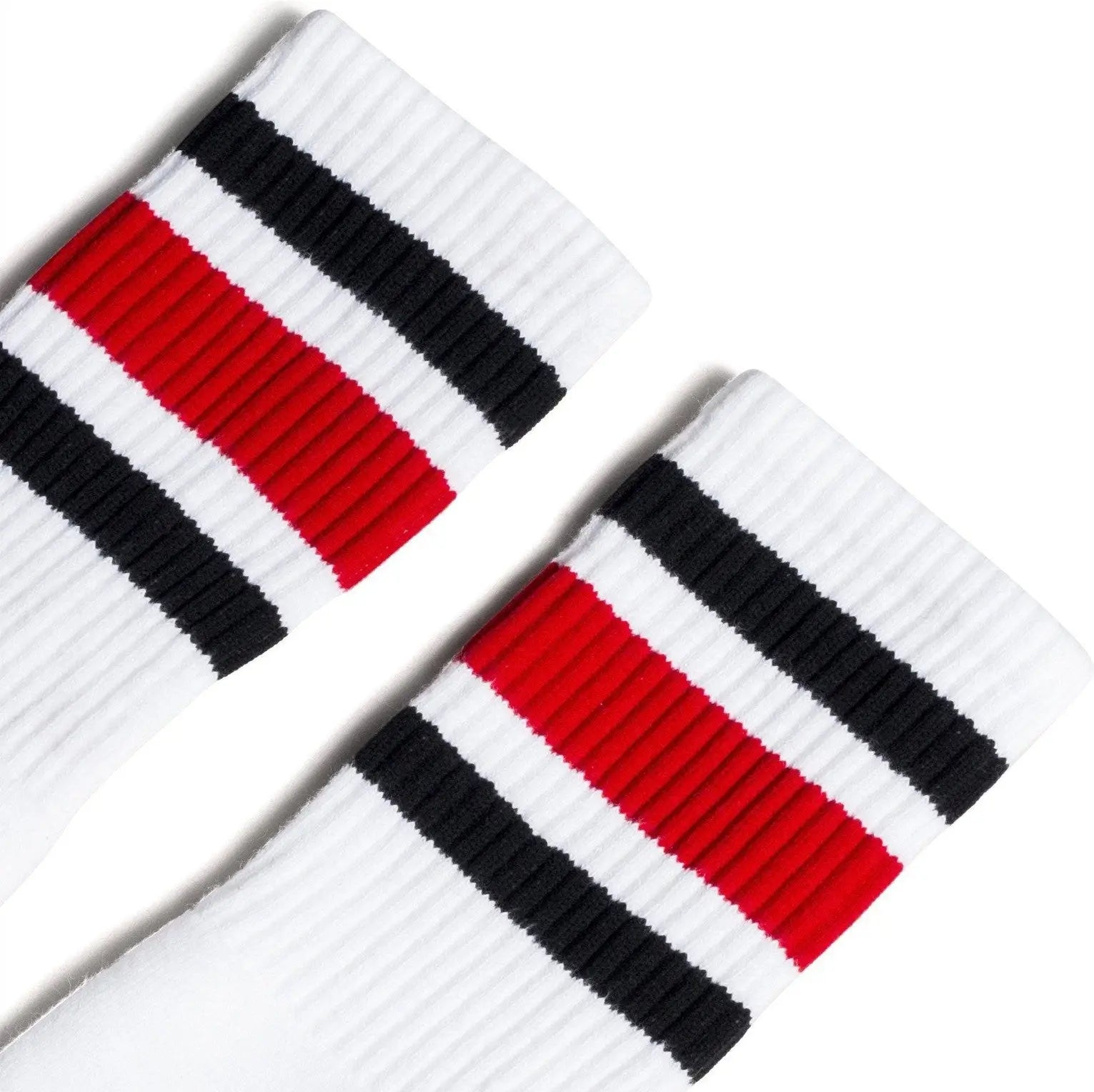 Socco Black and Red Striped Socks - White - Crew / S/m