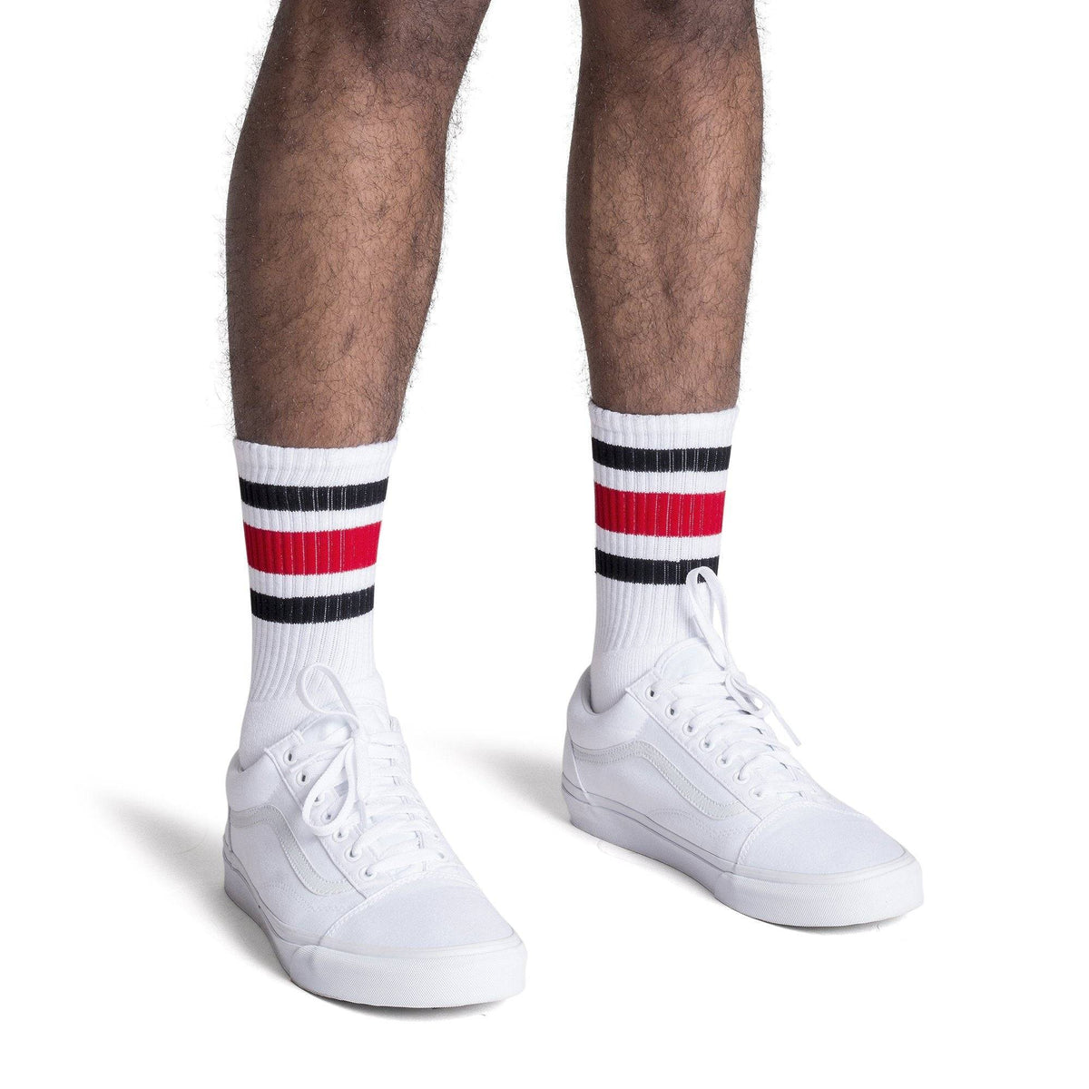 Socco Black and Red Striped Socks - White