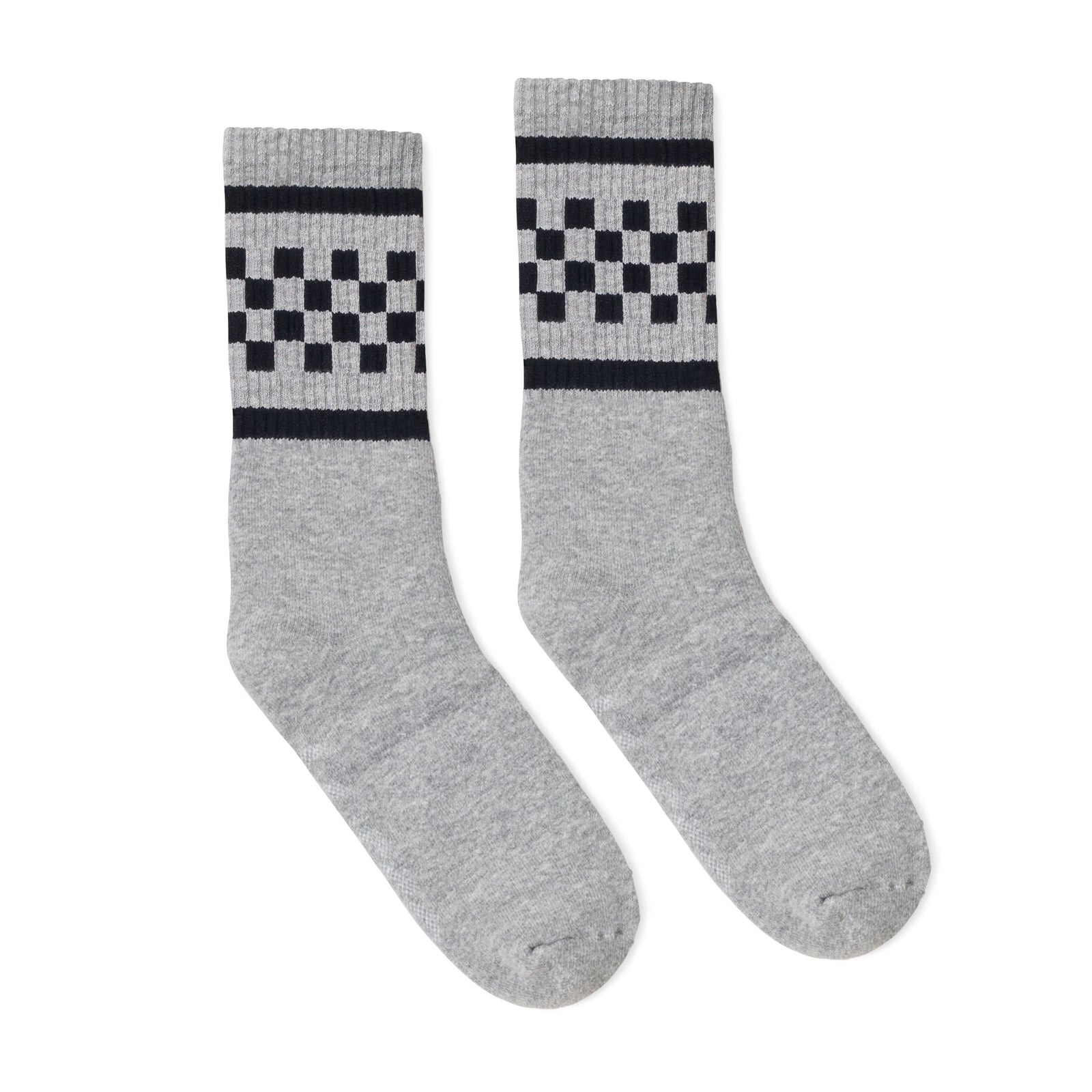 Socco Black Checkered Socks - Heather Gray - Grey / Crew / S/m