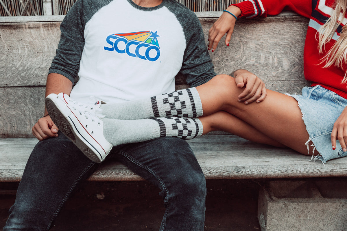 Socco Black Checkered Socks - Heather Gray
