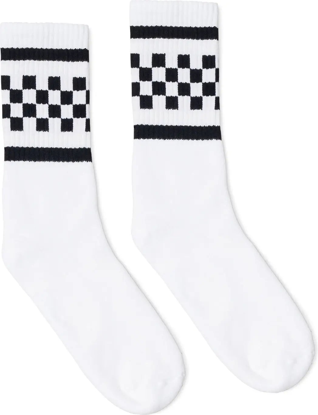 Socco Black Checkered Socks - White - Crew / S/m
