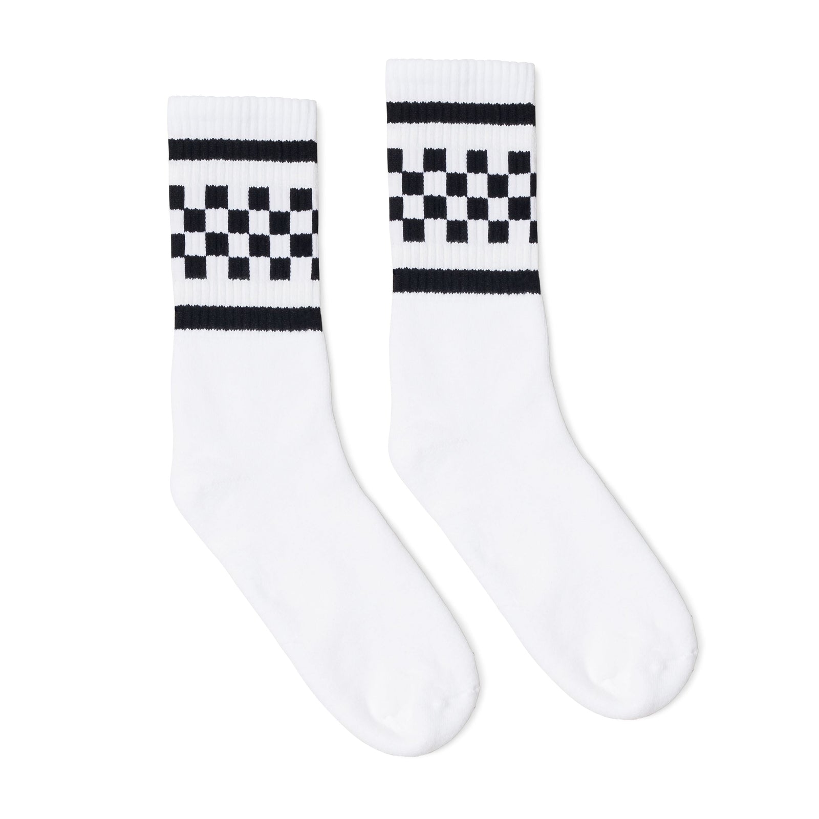 Socco Black Checkered Socks - White - Crew / S/m
