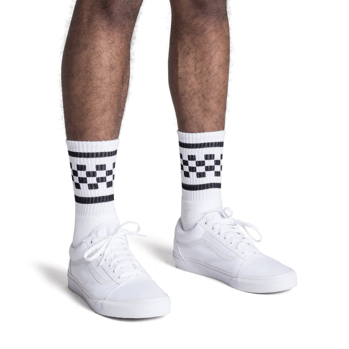Socco Black Checkered Socks - White