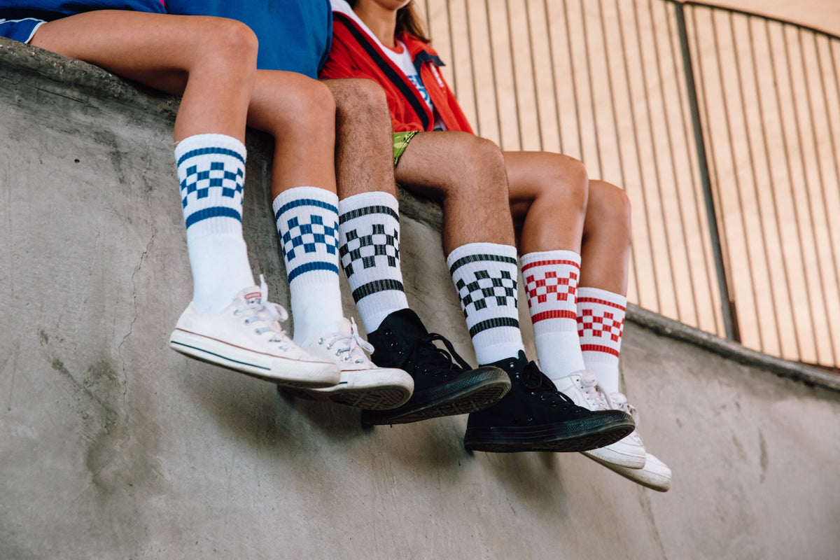 Socco Black Checkered Socks - White