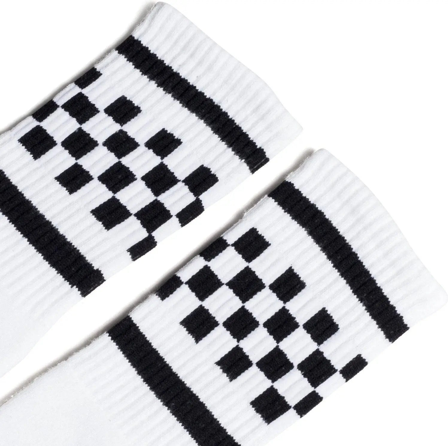 Socco Black Checkered Socks - White - Crew / S/m