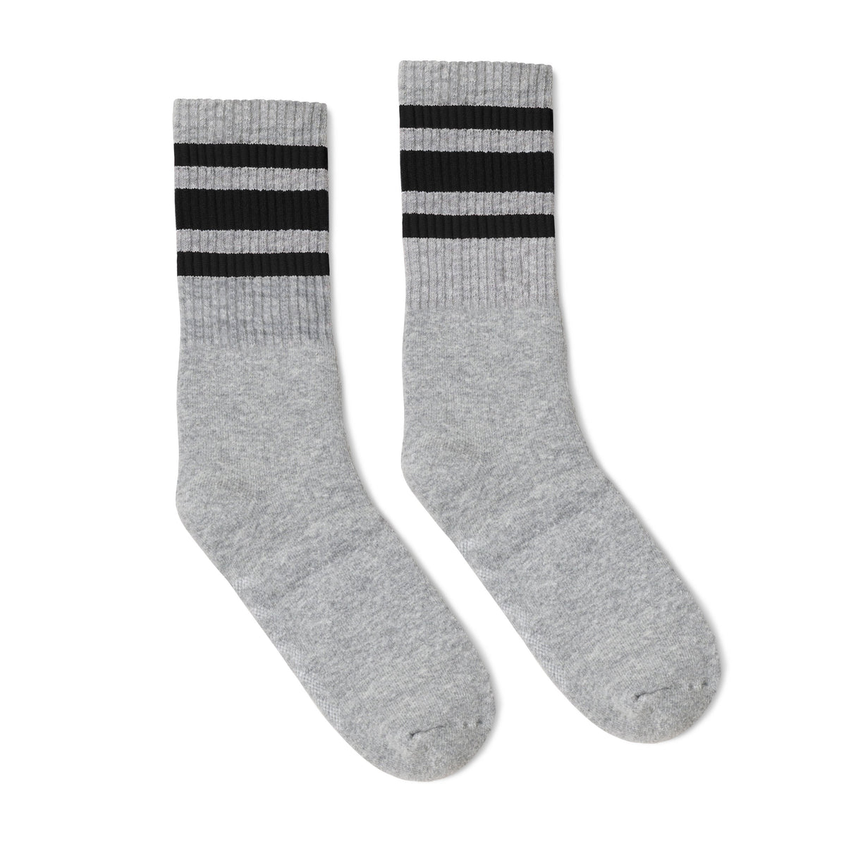 Socco Black Striped Socks - Heather Gray - Grey / Crew / S/m