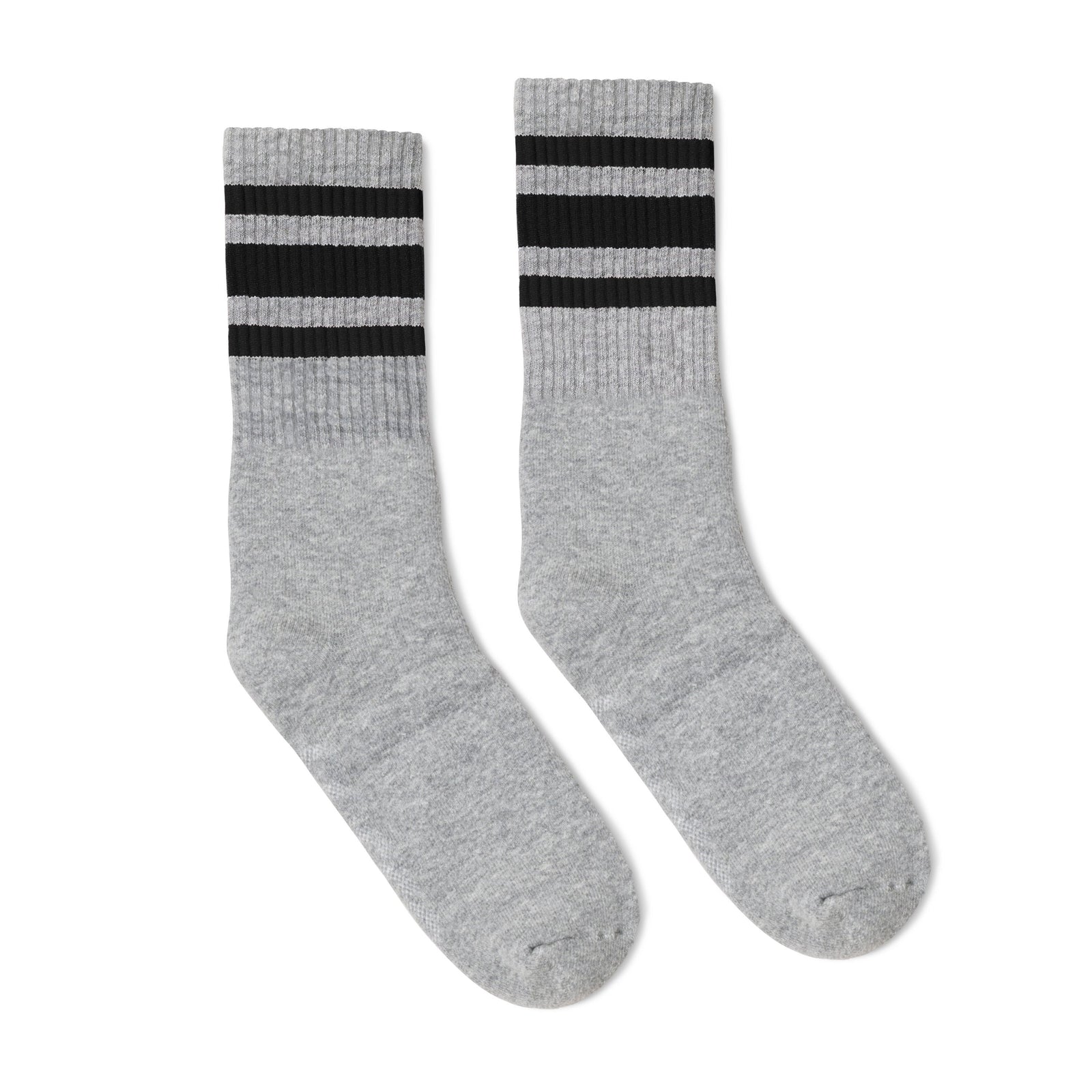 Socco Black Striped Socks - Heather Gray - Grey / Crew / S/m