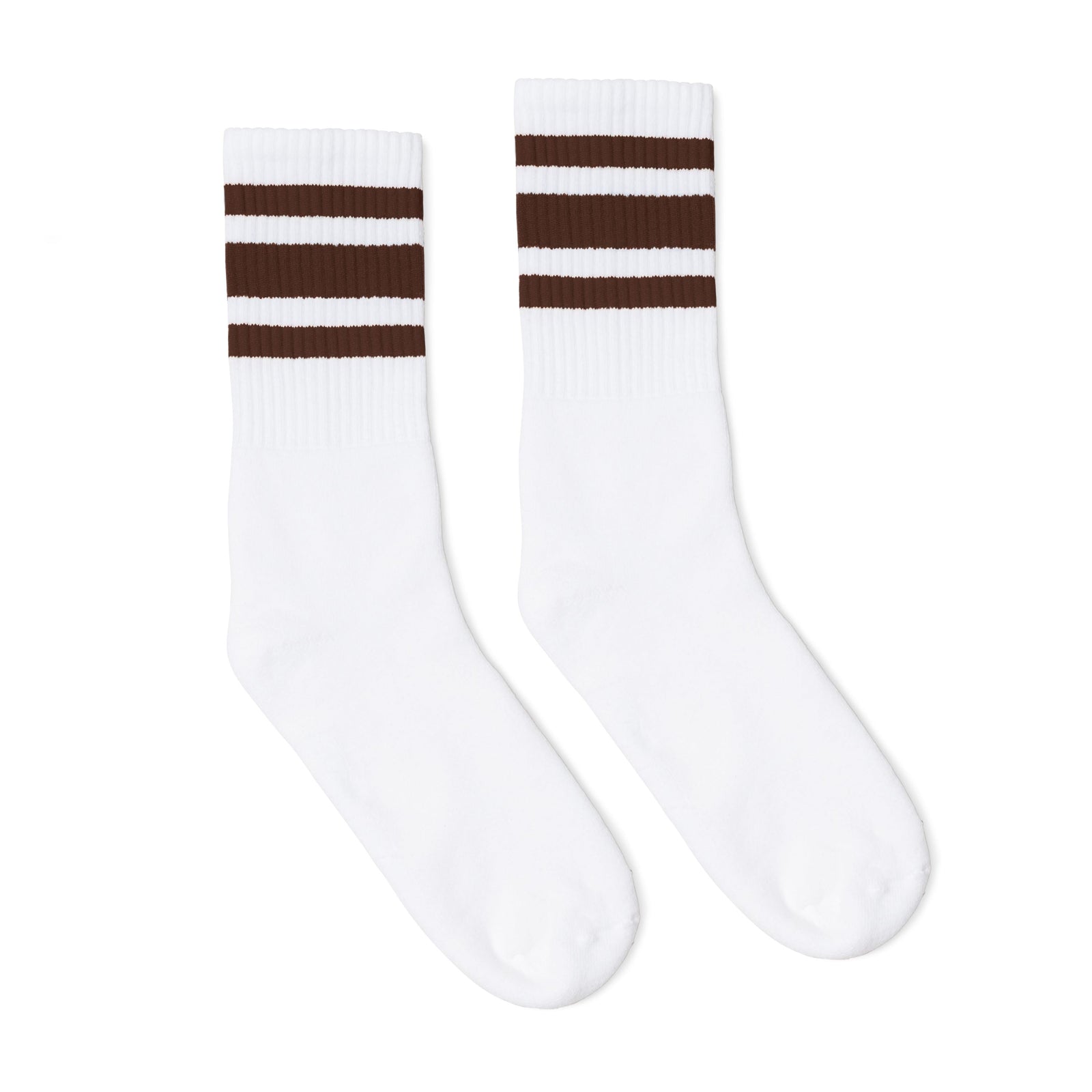 Socco Brown Striped Socks - White - Crew / S/m