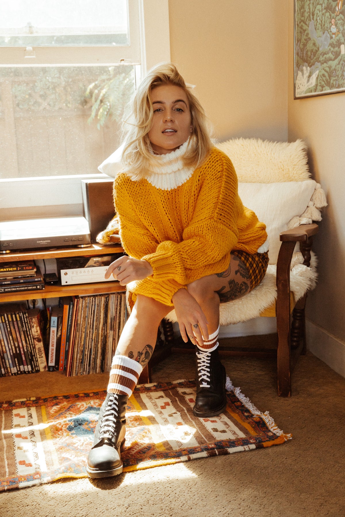 Socco Brown Striped Socks - White