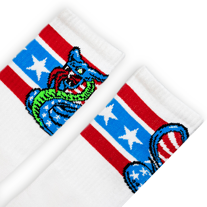 Socco Dirty Donny Organic Crew Socks - American Cobra - White / Osfm