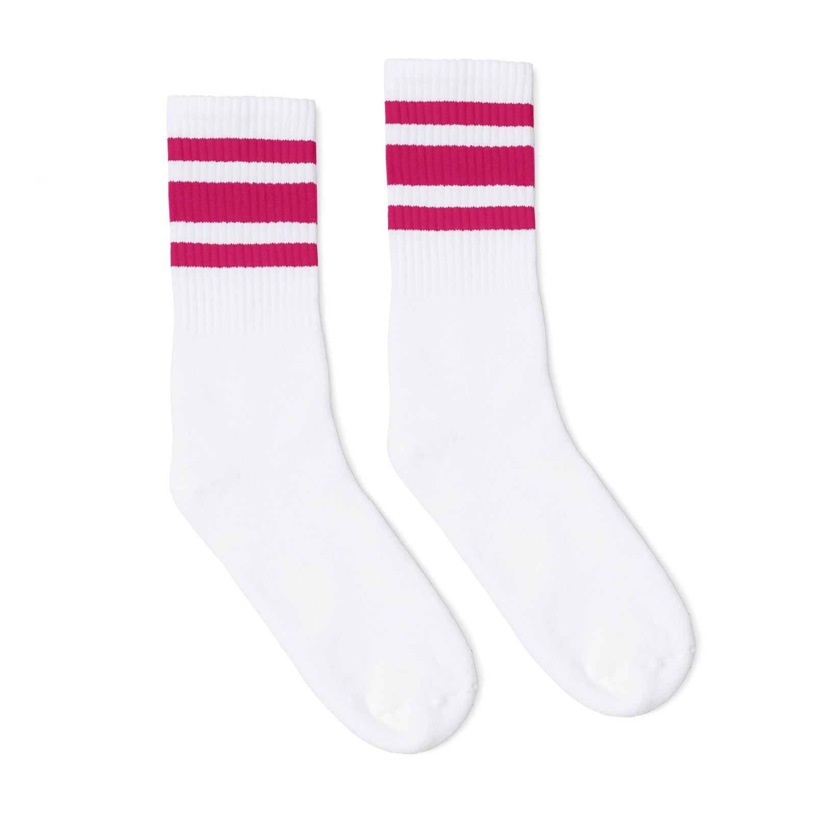 Socco Fuchsia Striped Socks - White - Crew / S/m