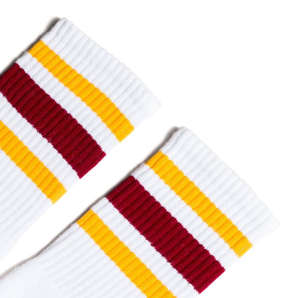Socco Gold and Maroon Striped Socks - White