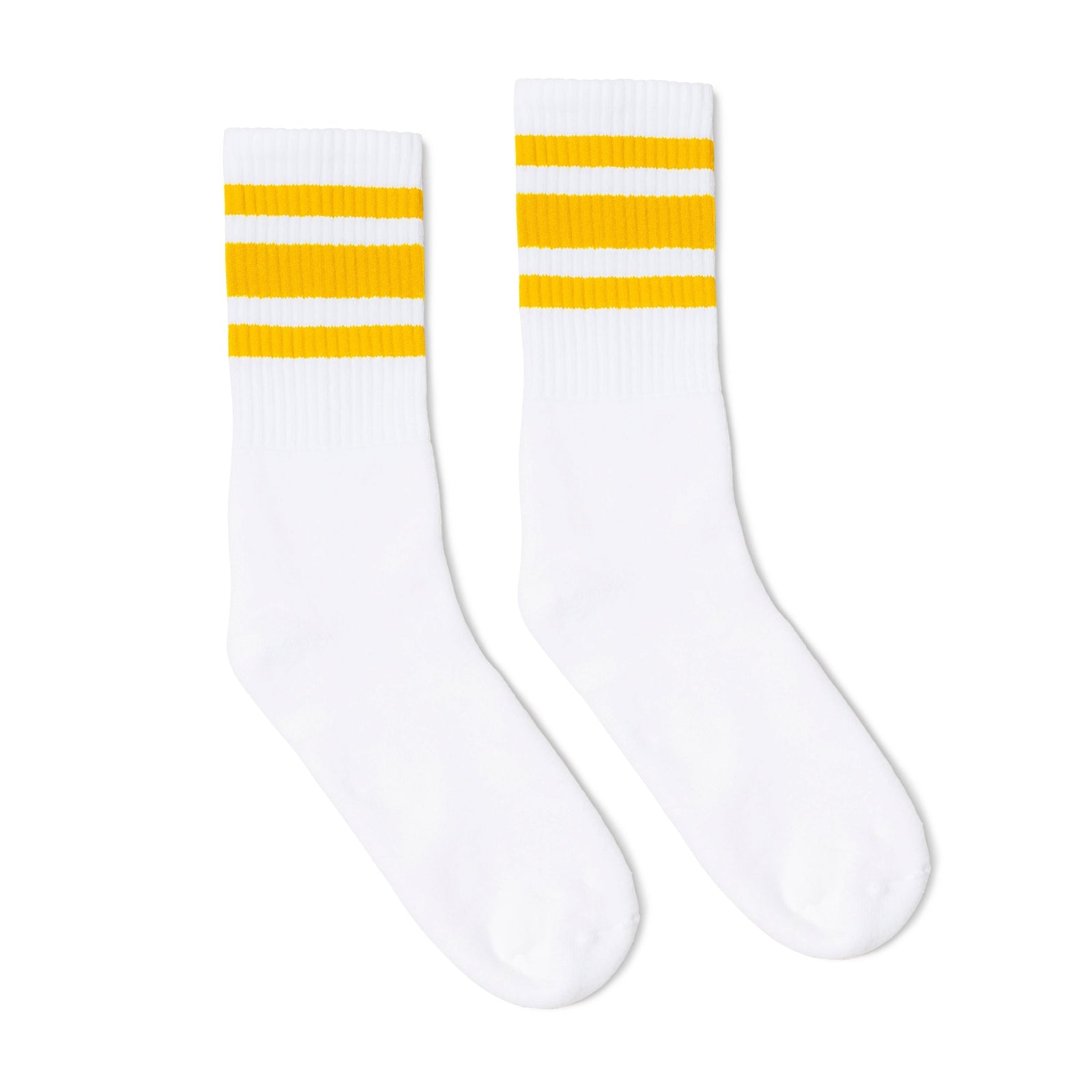 Socco Gold Striped Socks - White - Crew / S/m